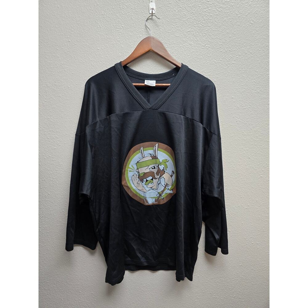 CCM Hockey Jersey Shirt Black Cartoon Graphic Large Streetwear